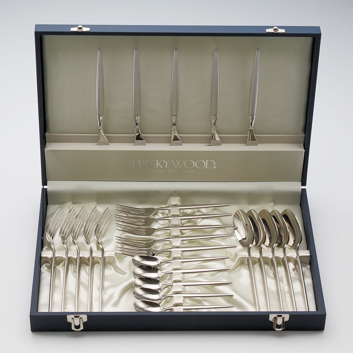 LUCKYWOOD 25-piece dinner set displayed in its presentation box
